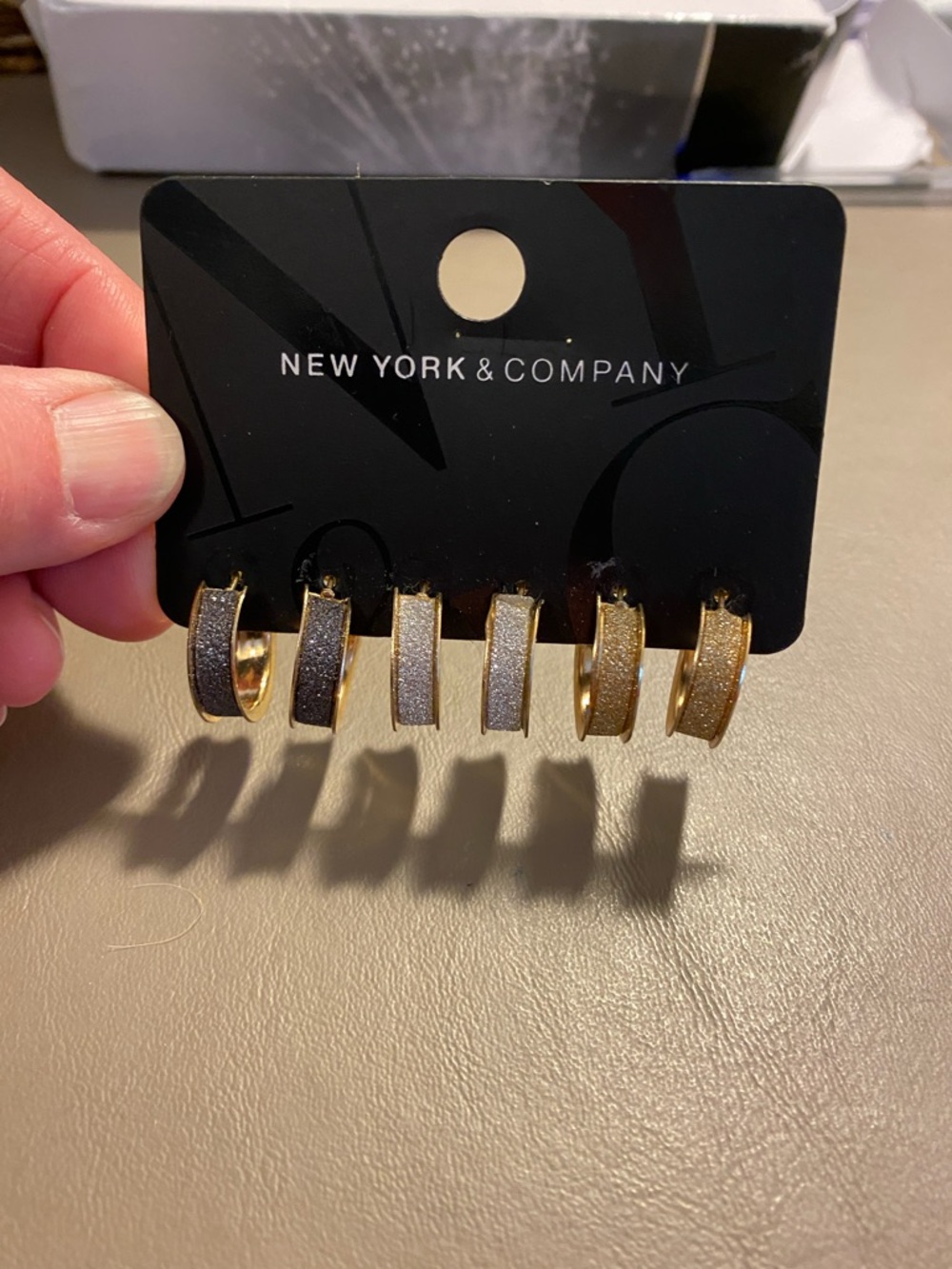 New York & Company Glitter Mini Hoop Earring Set - Gold & Silver